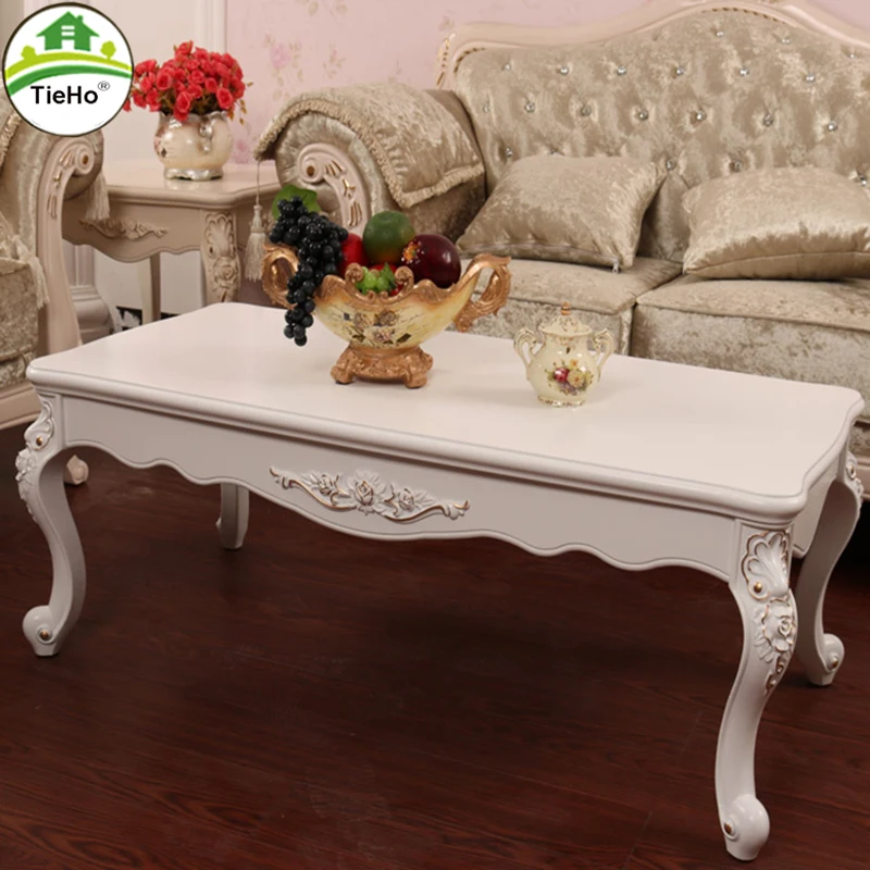 TieHo mesa de centro de estilo europeo para sala de estar, mueble de madera, color blanco marfil, pequeño y para el hogar| Mesas de café| - AliExpress