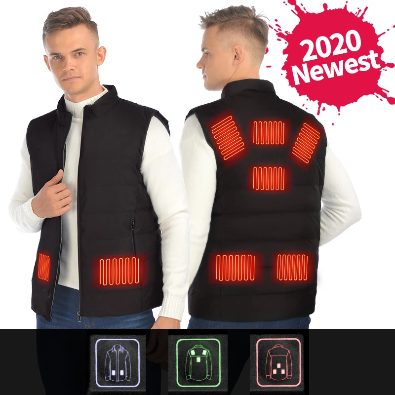 

Washable CoupleUsb Down Heated Jacket 8 Infrared Heat Pad Jacket Fashion Warm Men's Vest Heat Winter Hiking Clothing Lightweight