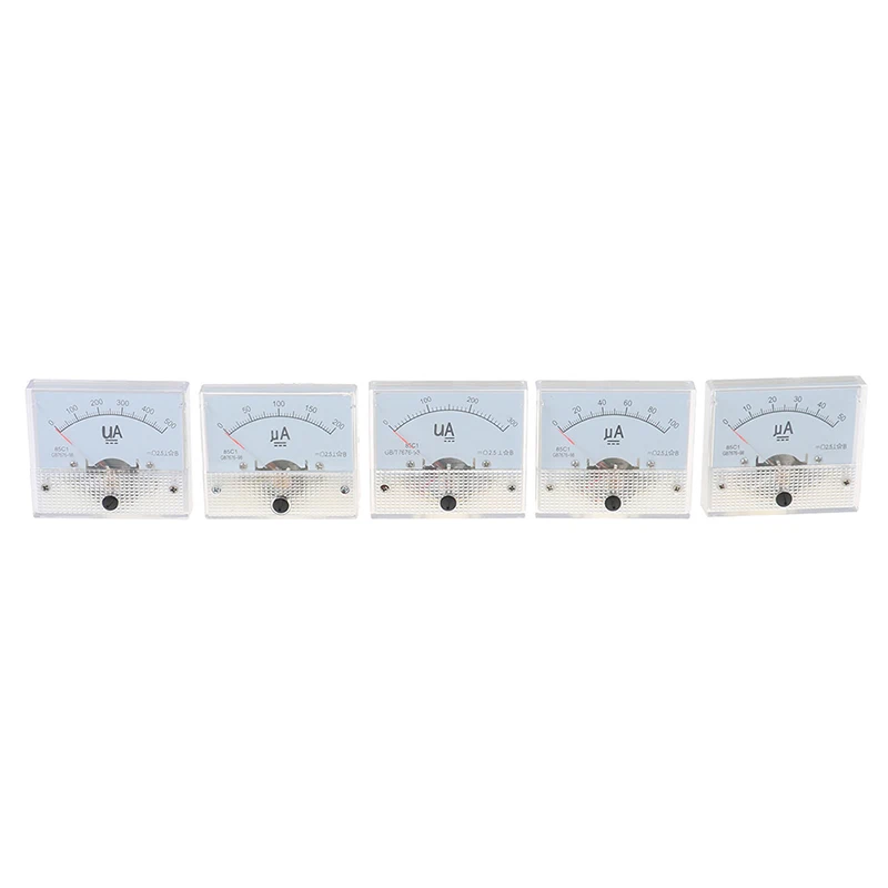 1Pc High Quality DC Analog Pointer Current Meter Panel 50uA 100uA 200uA 300uA 500uA Ammeters 64mmx62.5mmx56mm
