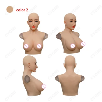 

CYOMI handmade silicone face mask Alice Style with breast male to female Bodysuit Cover the face and increase the chest