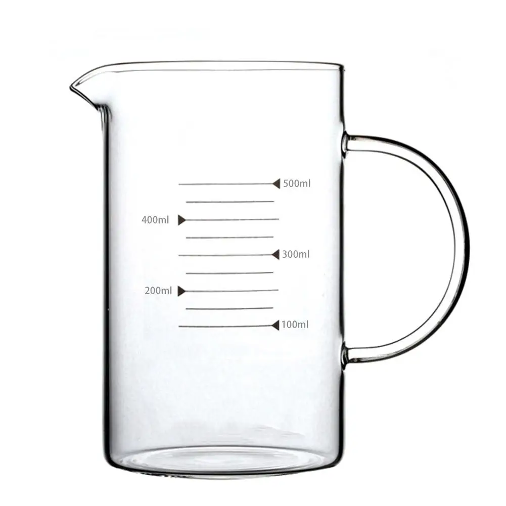 Стекло со шкалой мерный стакан прозрачные стеклянные чашки Высокая емкость Высокая термостойкость молоко стекло сок стекло ярмарка - Цвет: Белый