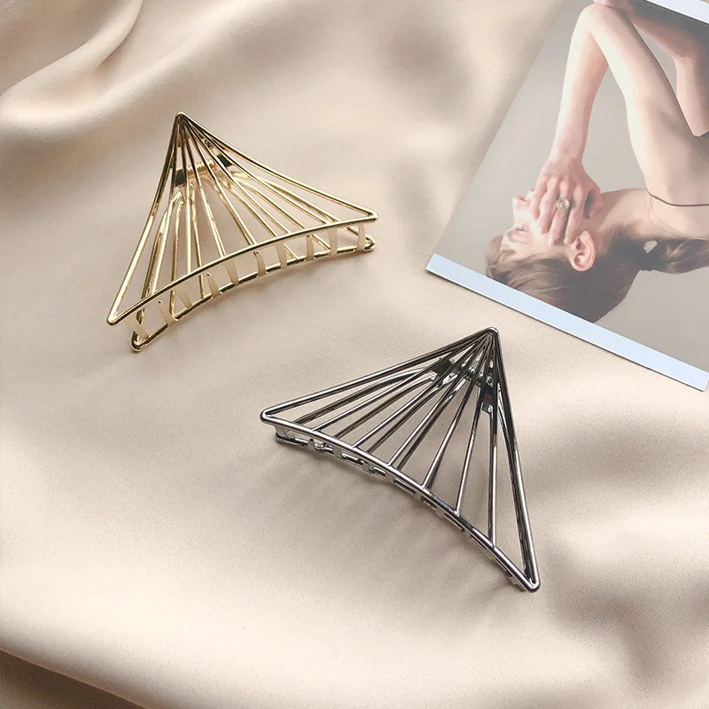 Vintage Geometric Triangle Metal Hair Claws For Women Classic Big Hair