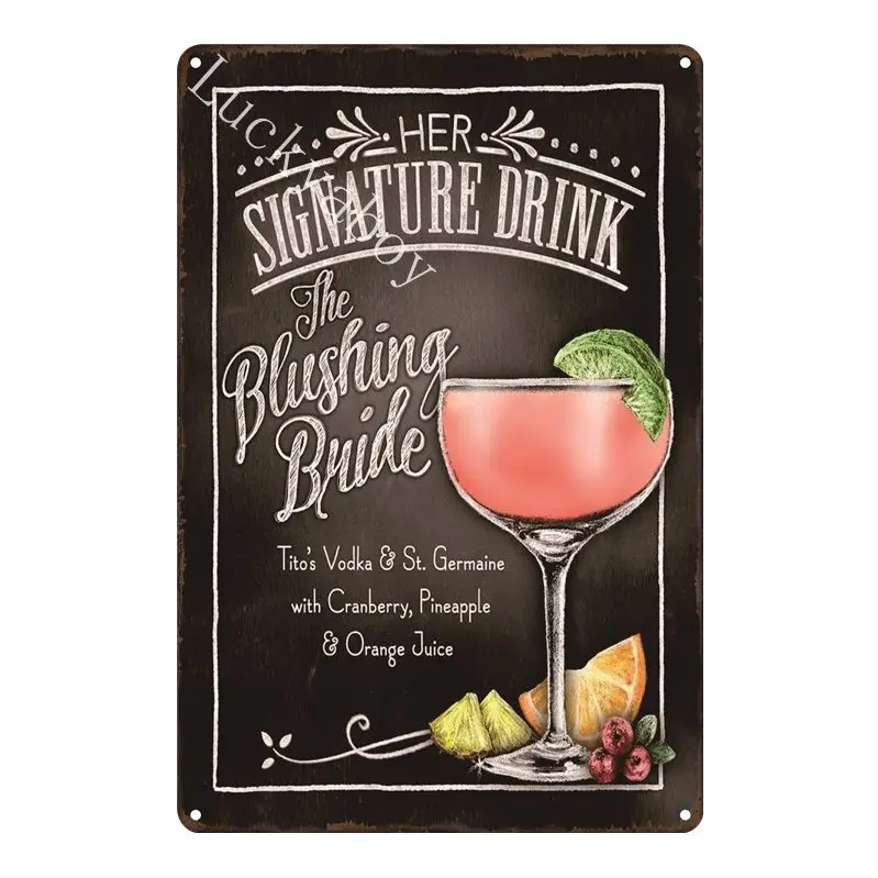[Luckyaboy]Martini Mojito Cocktail Vintage Tin Signs Wall Plaque Custom Metal Painting Antique Gift home bar Pub Decor AL035 - Цвет: UV1565