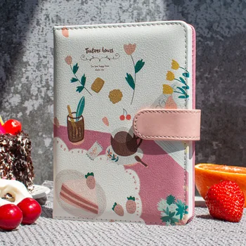 

Korea Ins Lovely PU Planner Personal Diary Notebook Teatime Food Colored Pages Journal Traveler Notepad