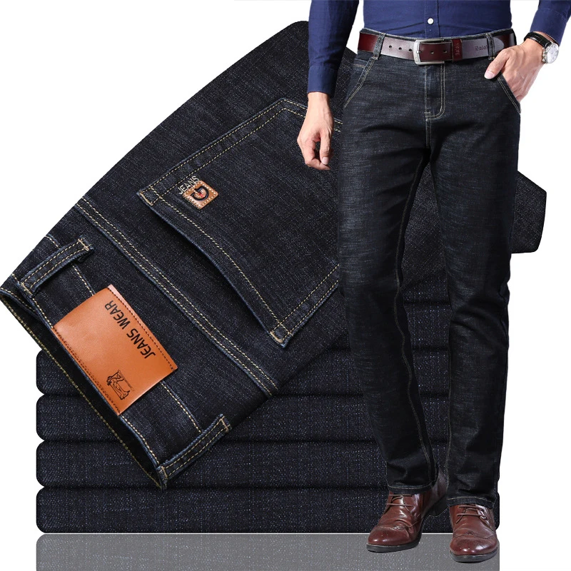 Autumn Fashion Men Jeans Vintage Classical Casual Business Jeans Men Elastic Slim Denim Pants Big Size 28-44 Simple Smart Jeans