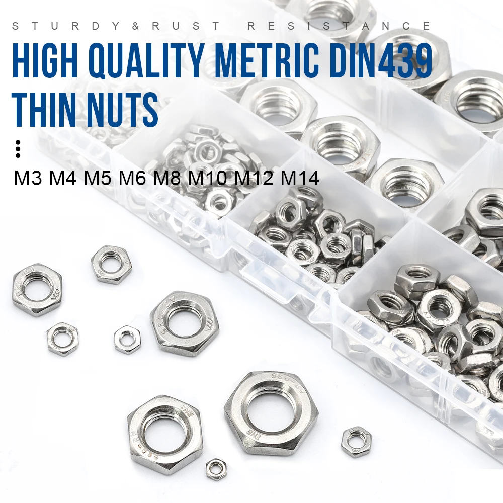 nindejin 288 pcs hex hexagono fino porcas 01