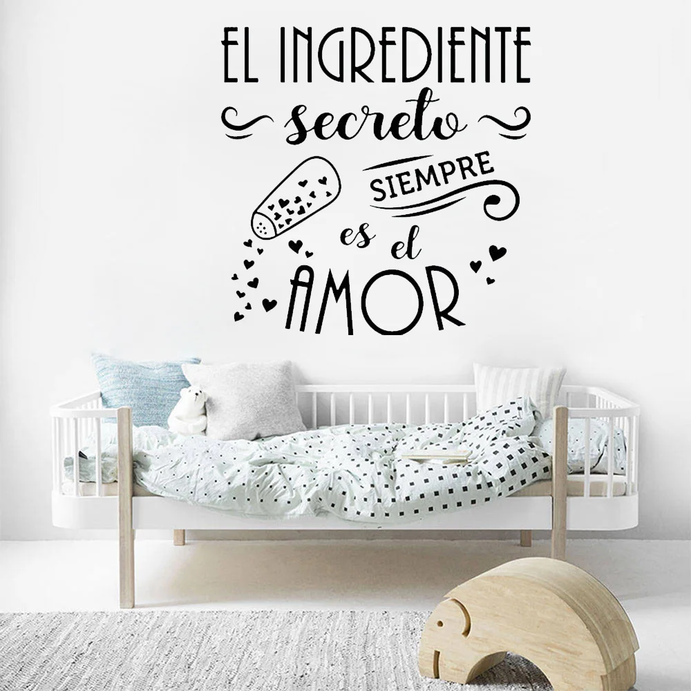 

Spanish Quote Family Secret Love Heart Quote The Secret Ingredient Is Always Wall Sticker For Kitchen Kids Room Vinyl