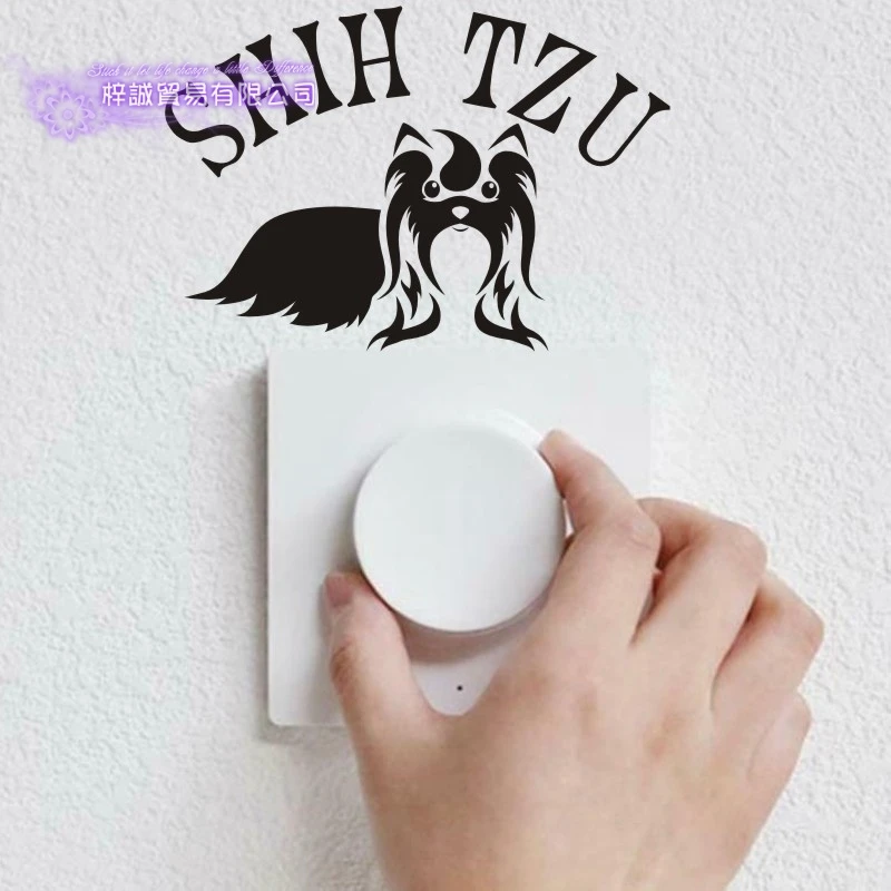 Shih Tzu Switch Sticker Decalcomania Pet Shop Sticker Decalcomania Poster Vinile Wall Art Decalcomanie Decor Murale Pet Clinic Decal Car Sticker