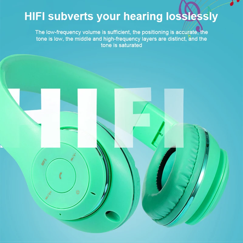 Foldable Bluetooth Wireless Headphones With Mic For Phone Tablet Music Noise Cancel Bass Girl Kid Man Headset with Bag