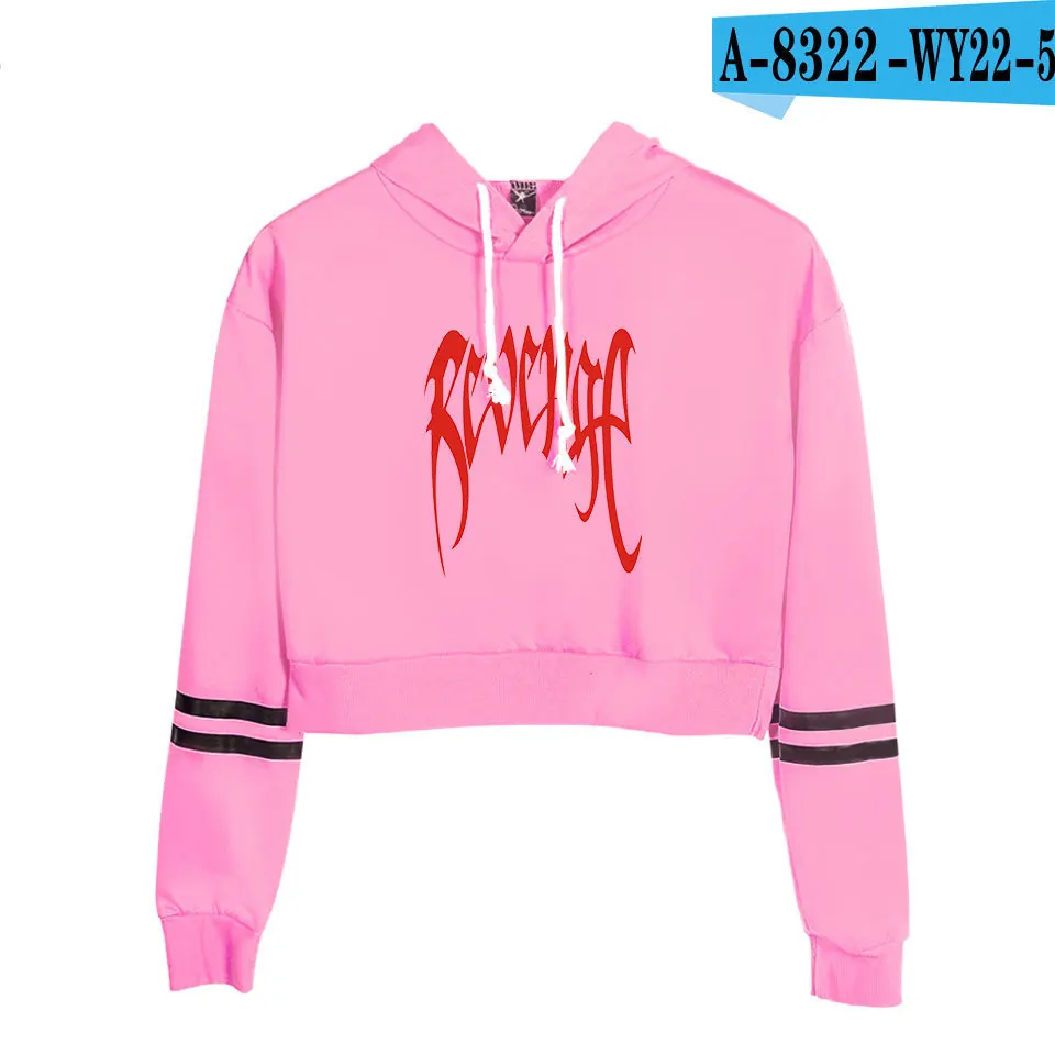A8322-5 Модный принт sudadera xxtentacion толстовки с капюшоном женские укороченный топ рубашка пуловер Толстовка Revenge Harajuku одежда - Цвет: A8322-5