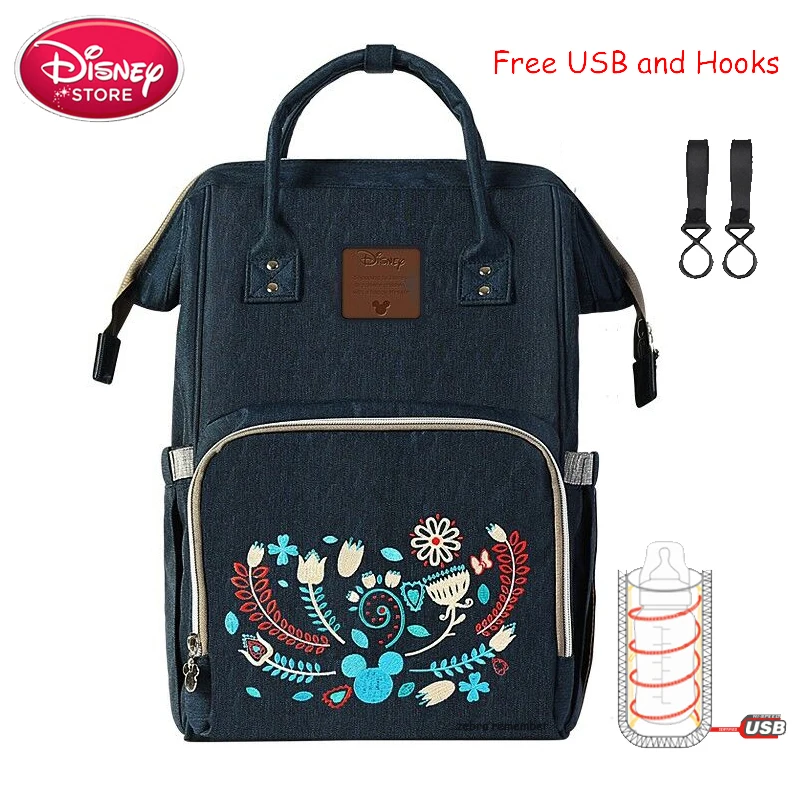 Сумка disney, рюкзак с Микки Маусом, USB, с подогревом, для мамы, ребенка, сумки для беременных, сумка для путешествий, для мам, сумка для подгузников, для ухода за ребенком - Цвет: Black