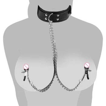 

BDSM Bondage Restraint Slave Fetish Gags & Muzzles Collar Chain Collars Collocation Nipple Clamps Adult Games Sex Toys For Women