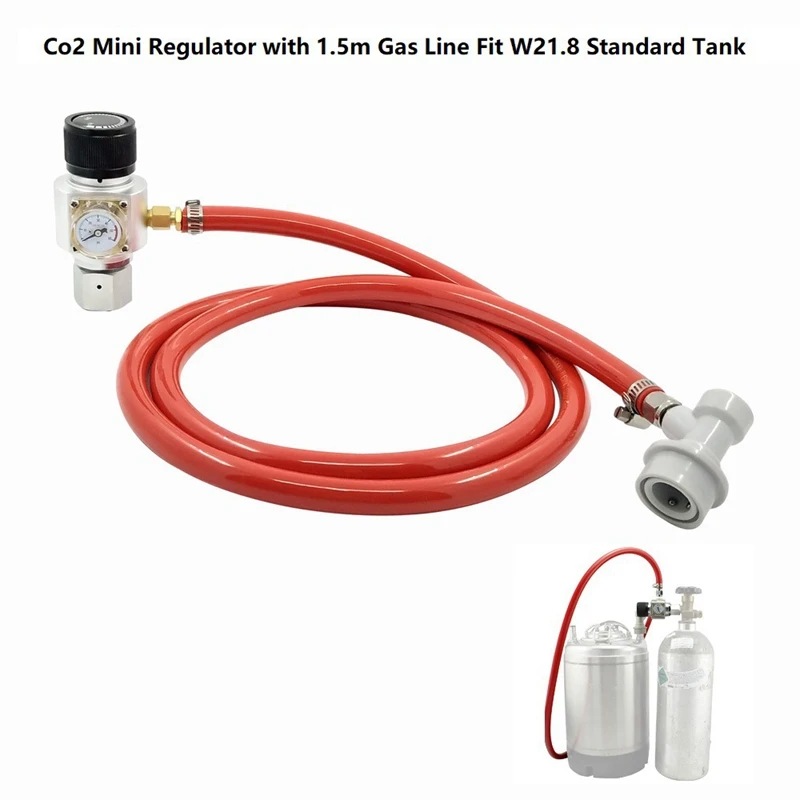 5/16 Inch Gas Line Assembly- 0-60 PSI Soda Bottle CO2 Mini Gas Regulator- Draft Beer Dispensing Homemade Beer Gas Line Assembl