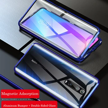 

Double-sided Magnetic 360 Full Protect Case For Redmi Note 8 Pro Tempered Glass Back Cover for Xiaomi Mi 9 A30 K20 Case