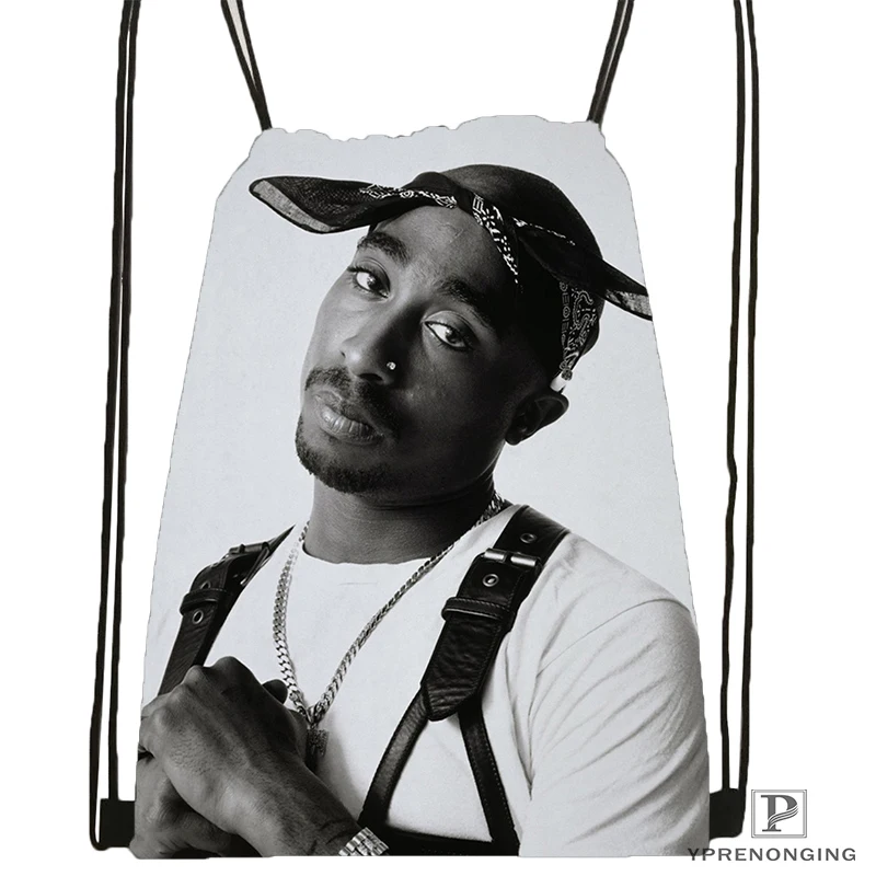 Пользовательские Tupac художественная походная сумка на шнурке подарочные сумки для мужчин и женщин милый рюкзак дети ранец(черная спина) 31x40 см#180531-01-01