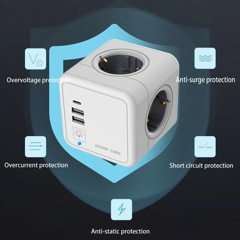 Розетка Sopend Power 5 В 250 А Usb 4 розетки адаптер удлинитель питания европейская вилка
