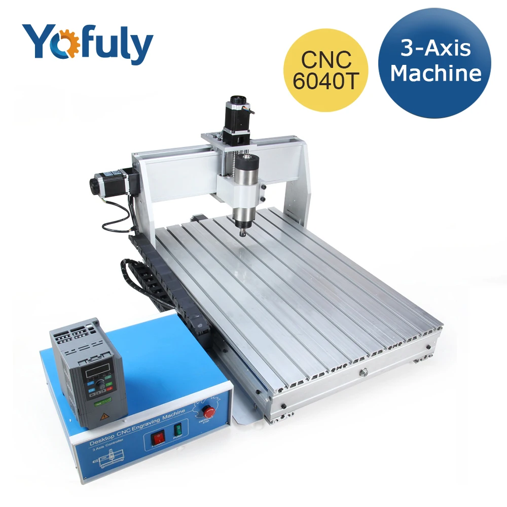 

CNC 6040 3 Axis Milling Leath Machine + 0.8KW Air Cooled Spindle + 1.5KW Inverter + Control Box + Tools for Engraving Router