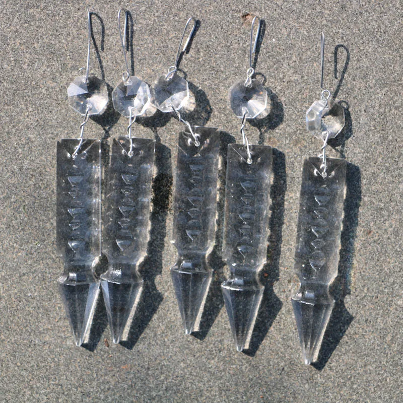 

10PCS/lot 3'' Glass Chandelier Crystal Luster Prism Pendant Hanging Lamp Parts Gold Pin Connector