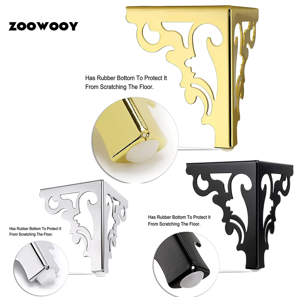 4pcs Metal Furniture Legs Feet, Pattern Hollow table legs，Modern Sofa Legs Bed Table Accessories Cabinet Replacement foot