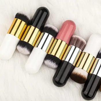 

Fat Foundation Brush Beauty Tool Round Head Silver Foundation BB Cream Brush Corrugated Silk Nylon Hair Short Handle