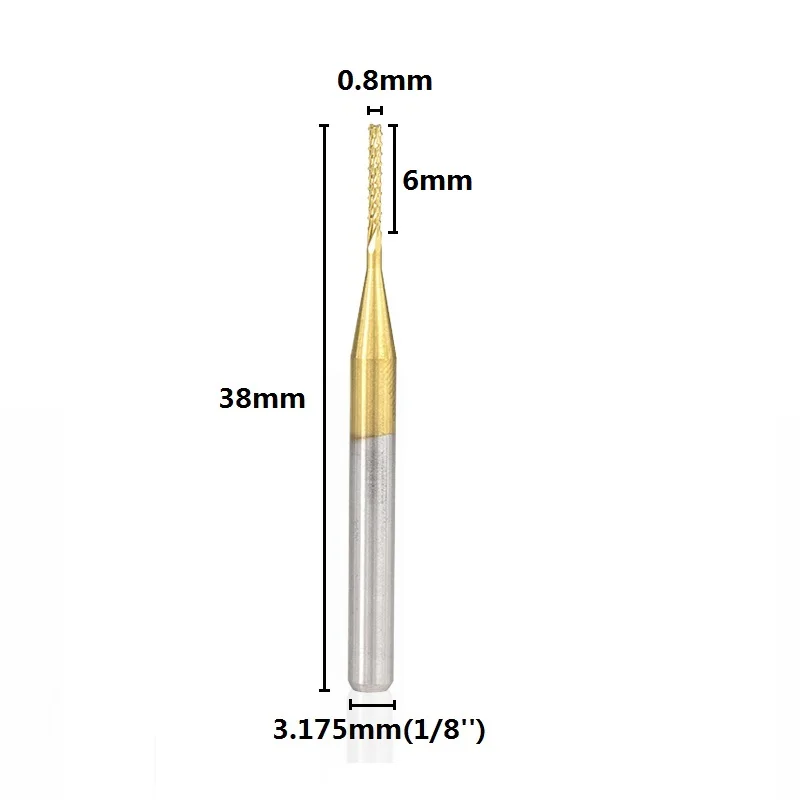 XCAN 10 шт. 0,8 мм с титановым покрытием Концевая фреза для печатной платы Карбид Фрезерный бит концевой фреза для печатной платы Гравировальный Станок