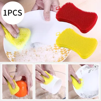 

Dish Washing Brush Safclean Antibacterial Silicone Scrubbing Pad Pot Pan Wash Brusher Food Grade Silicone Cleaning Dishwashing