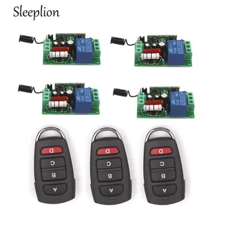 

Sleeplion Home 220V 10A 1CH Relay 315MHz 433MHz 3 4-car-key wireless RF Control Switch Transmitter+4 Receiver ON/OFF