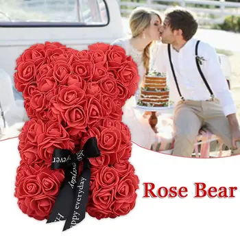 

Artificial Rose PE Simulated Love Decorations Rose Bear Lovely Wedding Girlfriend Romantic Valentine'S Day Birthday Bear Dolls