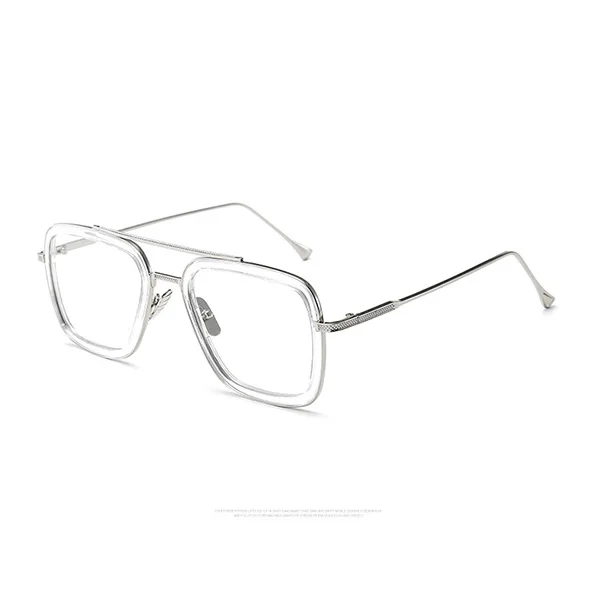 Мстители 3 железные мужские солнцезащитные очки мужские модные квадратные Tony Stark очки Человек-паук Edith солнцезащитные очки унисекс оттенки RX214 - Цвет линз: Silver Clear Frame
