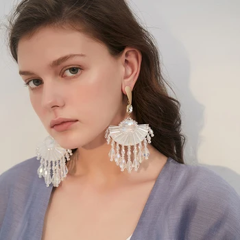 

Suxin Korean Sweet Vintage Earrings For Women Bling Crystal Long Earring brincos pendientes Statement Jewelry Bijoux