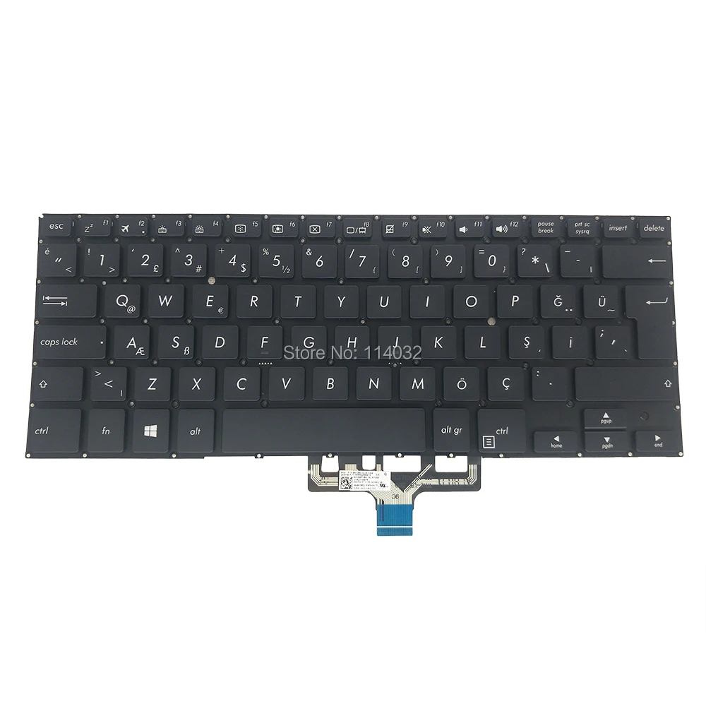 Teclado Turco para Notebook Luz de Fundo para Asus Zenbook Ux461 Ux461fa Ux461u Ux461un Ux461ua Preto tr Substituição tr - Imagem 5