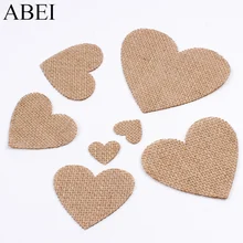 20 шт./лот мешковины сердце накладки джутовый лист для свадебной вечеринки декорация рукоделие хобби материал 25 мм 62 мм 80 мм 100 мм