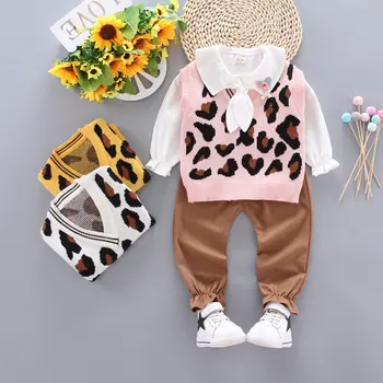 

New Spring Autumn Baby Clothes Suit Children Girls Fashion Vset t-shirt Pants 3Pcs/sets Toddler Casual Clothing Kids Tracksuits