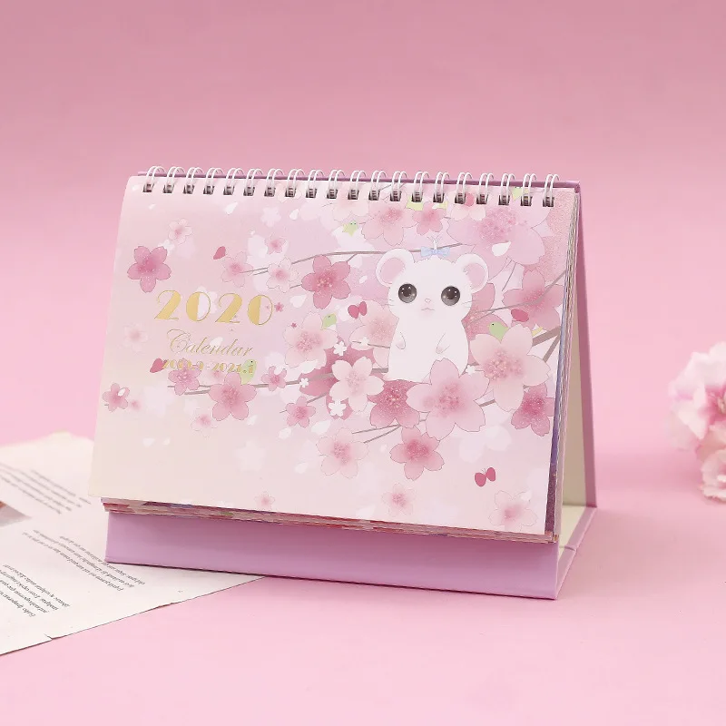 Милый кот и девочка Настольный календарь DIY мультфильм персонаж катушки календари ежедневный планировщик расписаний,09-,12