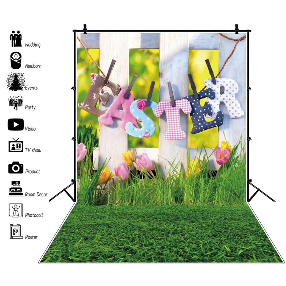 

Yeele Easter Spring Background Flower Eggs Green Grassland Newborn Baby Portrait Vinyl Photography Backdrop For Photo Studio