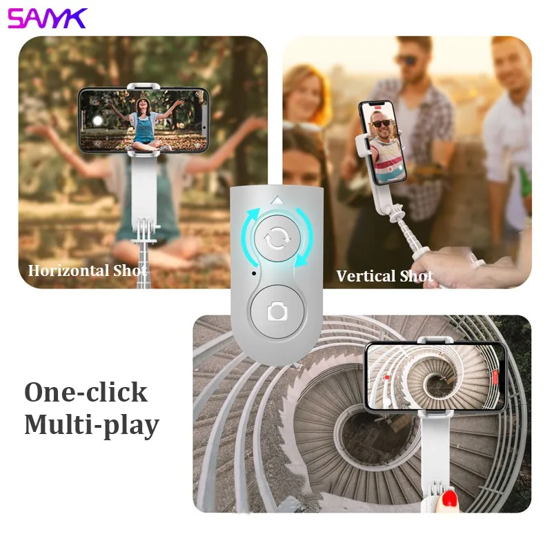 SANYK Gimbal Stabilizer Single Axis Stabilizer Bluetooth Selfie Stick Anti-shakeTripod With Led Fill Light for Vlogging