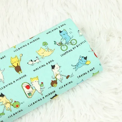 half yard thicken cotton fabric with cute cat print handmade DIY mouth gold package bag garment cotton CR-75