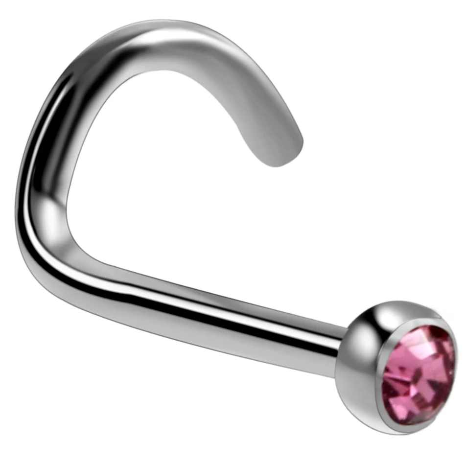 10Pcs/20Pcs/50Pcs G23 titanium nose rings nose studs piercing jewelry body piercing jewelry body jewelry round crystal nose rings piercing L-shape stud zircon nostril