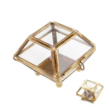 

Geometrical Clear Glass Jewelry Box Plant Terrarium Display with Lid N0HE