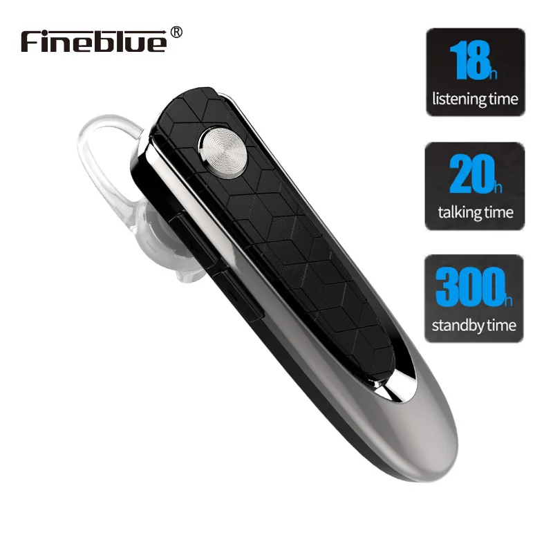 Fineblue HF68 Wireless Bluetooth Headset Earpiece with Noise Cancelling Mic 20 Hours Talking Time Stereo A2DP in-Ear Headphone |