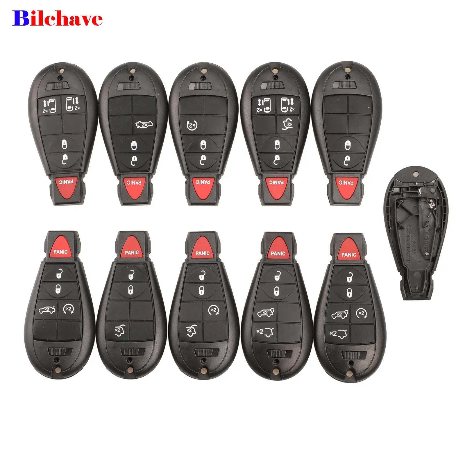 Jingyuqin 10pcs For Jeep Fit Dodge Chrysler Grand Cherokee Fit Ram Smart Remote Car Key Shell 3