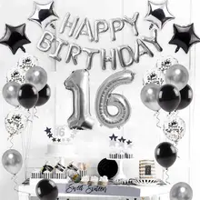 Сладкий 16 день рождения украшения день рождения Девушка Вечерние воздушные шары посуда реквизит для фотосессии украшения WQ03