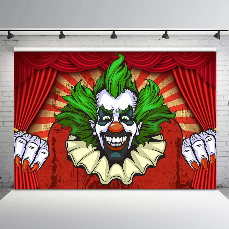 

NeoBack Circus Red Tent Backdrop Horror Clown Birthday Party Photo Background Activity Decorative Banner Photography Backdrops
