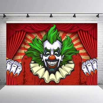 

NeoBack Circus Red Tent Backdrop Horror Clown Birthday Party Photo Background Activity Decorative Banner Photography Backdrops