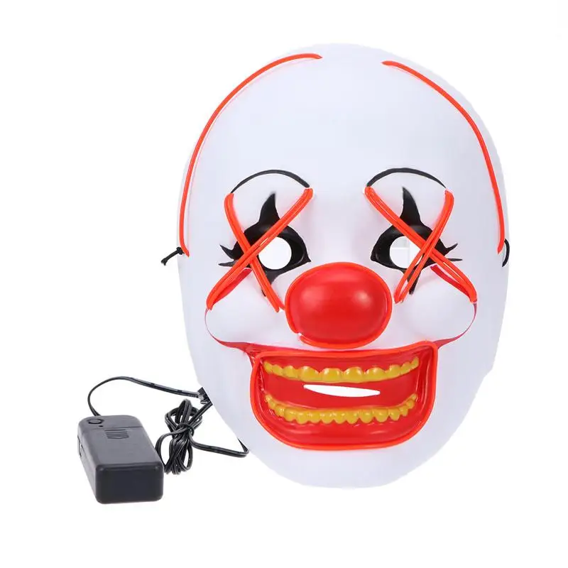 1Pcs Luminous Cold Light Hip-Hop Dance Mask For Halloween Clown Delicate Comical Performance Mask For Wearing Decoration A35
