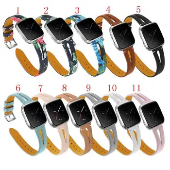 

Leather Watch Band Strap For Fibit Versa & Versa Lite SE Watches Slim Bracelet Wristband Wristwatch Bands Replacement Accessorie