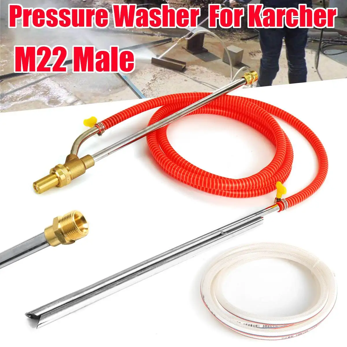 

Washing Machine Lance For Krcher M22 High Pressure White+Red Soft Pipe Hose For Cleaning Oil And Rust