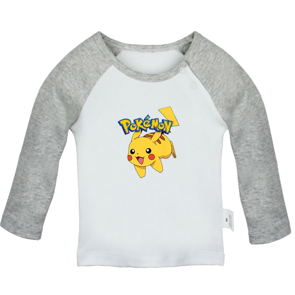 Милые футболки для новорожденных с рисунком покемона, веселого покебол PIKACHU; футболки с длинными рукавами для малышей - Цвет: JcBabyYCG570C