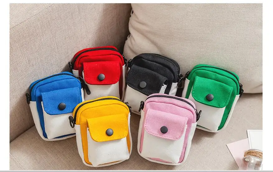 5 шт./лот! Детская модная контрастная цветная Холщовая Сумка-почтальонка