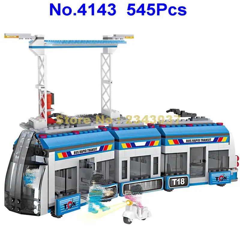 

4143 545pcs city brt bus rapid transit building block 5 figures Toy